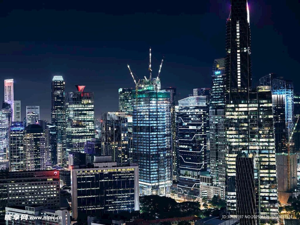 繁华都市夜景俯瞰