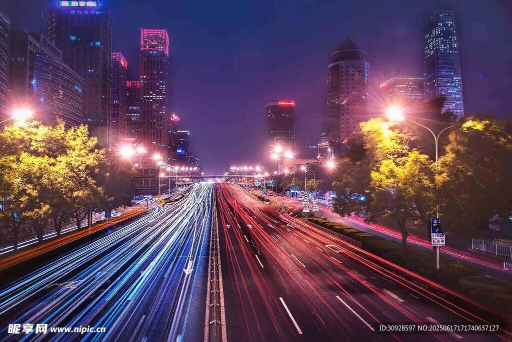 城市夜景车流光影之美