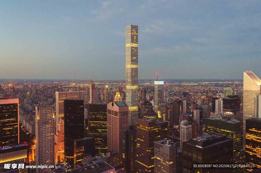 纽约城市天际线璀璨夜景