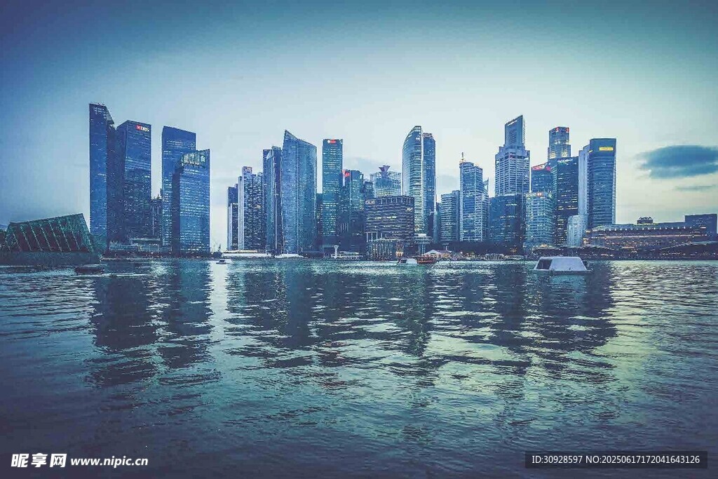 新加坡城市天际线美丽景观