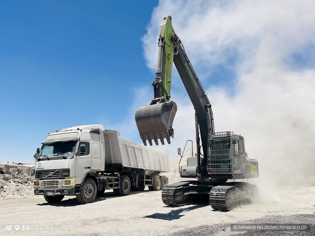 挖掘机与卡车协同作业