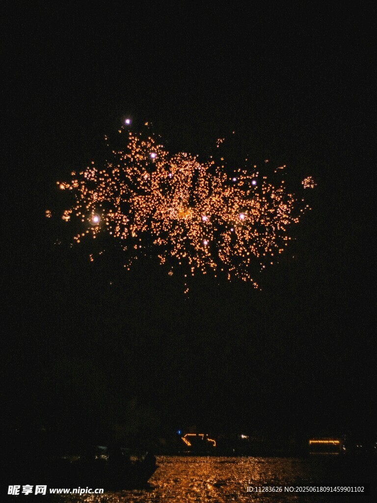 夜空中绚烂的烟花绽放