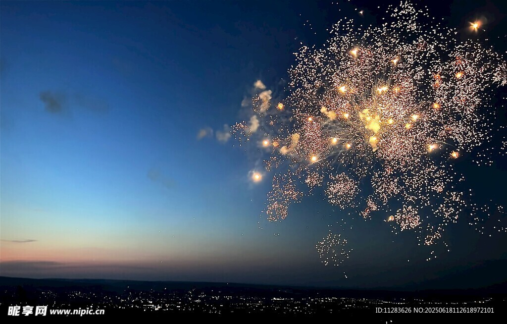 夜空绽放的绚烂烟花