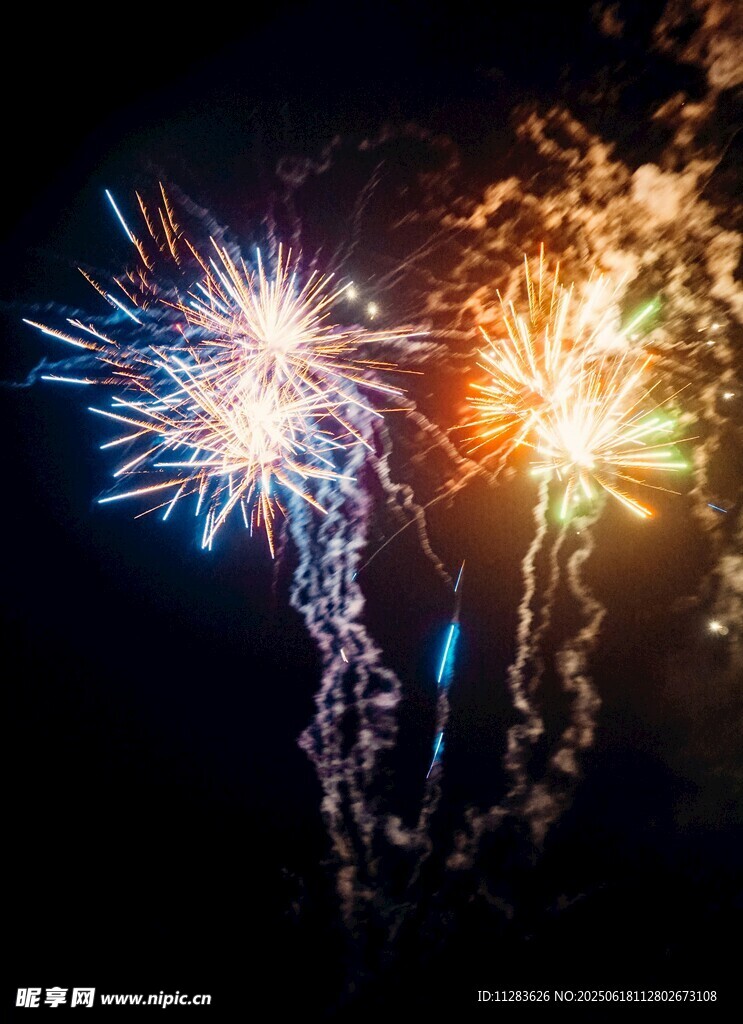 夜空中绚烂的烟花绽放