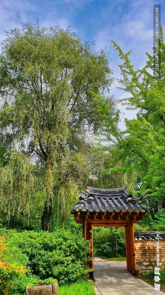 园林中式凉亭绿植美景