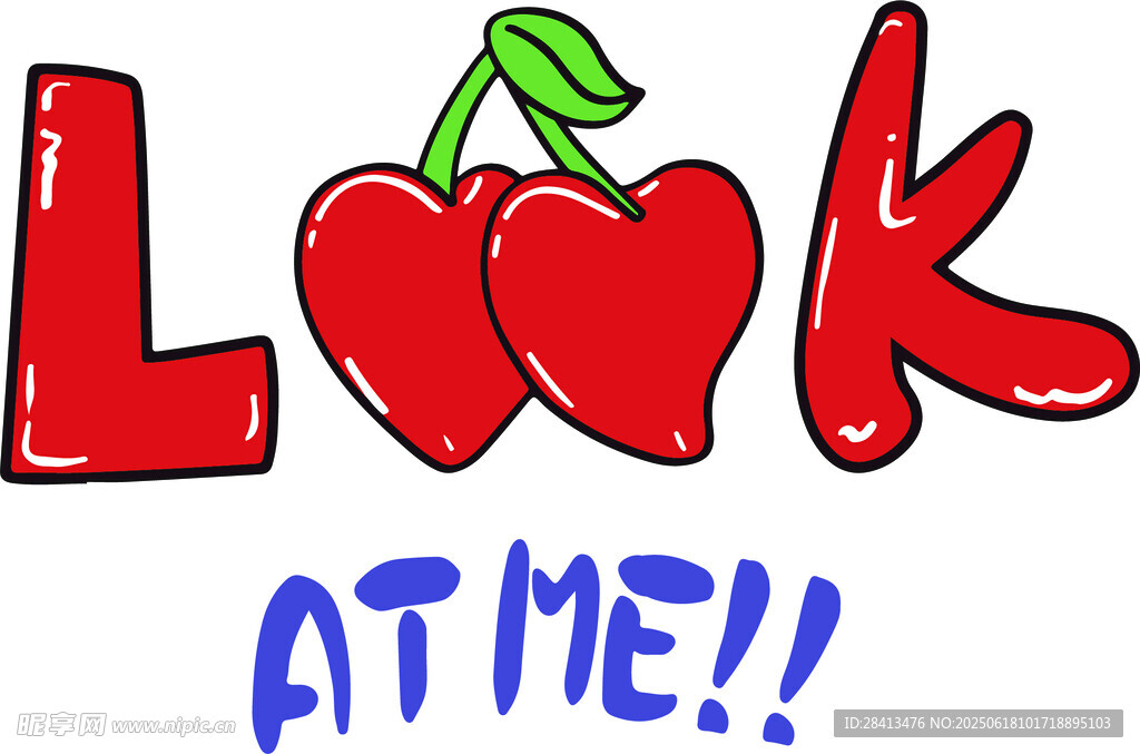 卡通英文樱桃印花设计