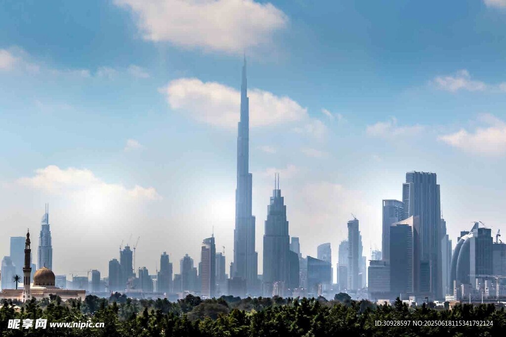 迪拜城市天际线壮观景象
