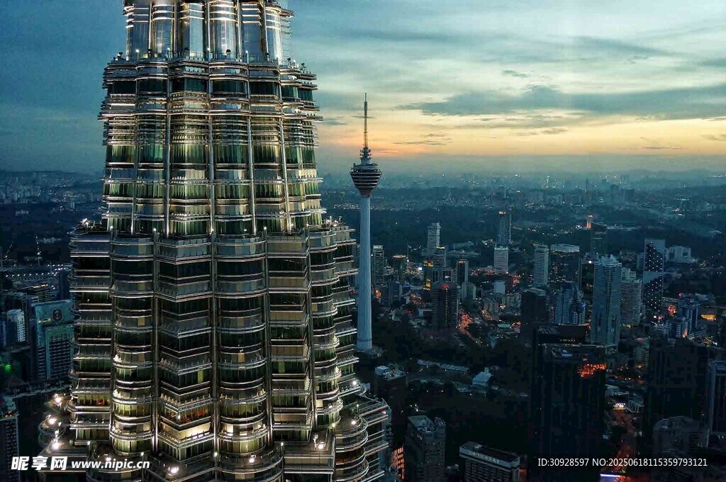 吉隆坡双子塔城市天际线