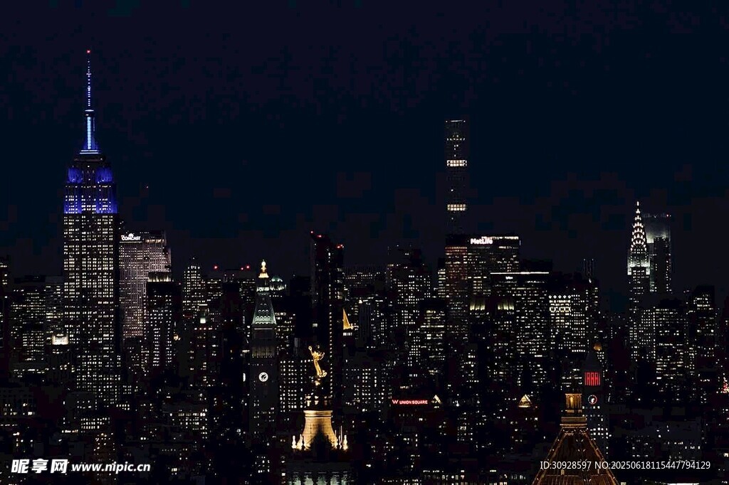 繁华都市夜景璀璨天际线