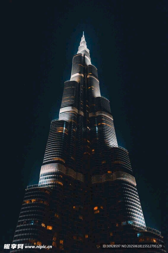 迪拜哈利法塔夜景