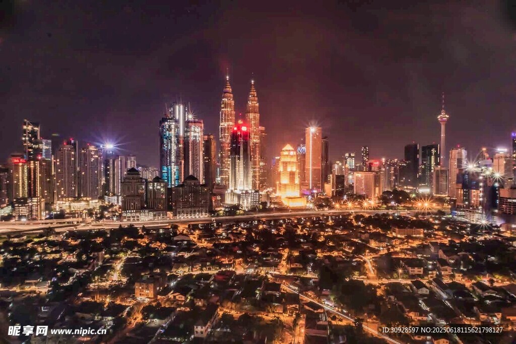 迪拜璀璨夜景城市风光