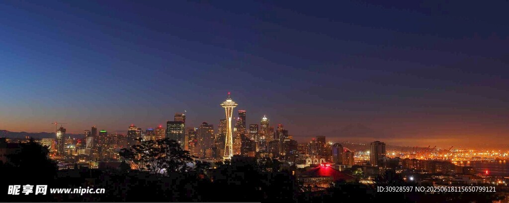 城市璀璨夜景天际线