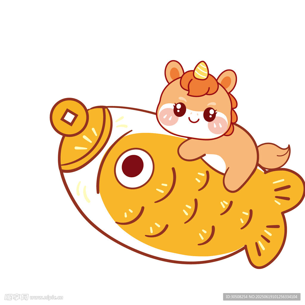 小马宝宝趴在金鱼上玩耍