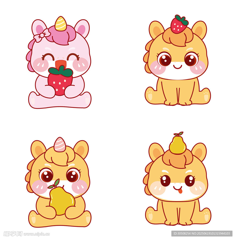 可爱小马宝动物水果造型卡通形象