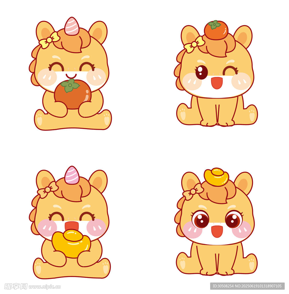 可爱萌趣小马宝宝动物卡通形象