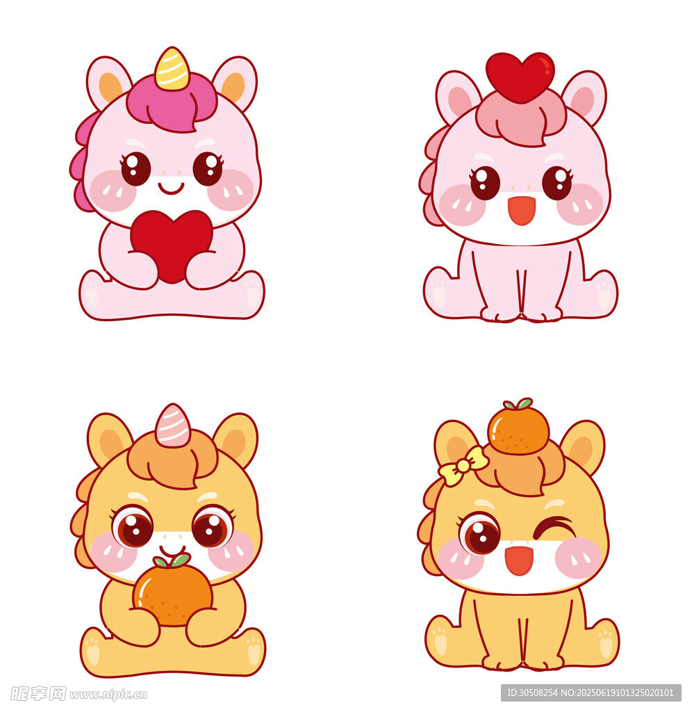 可爱萌趣小马宝宝动物卡通形象