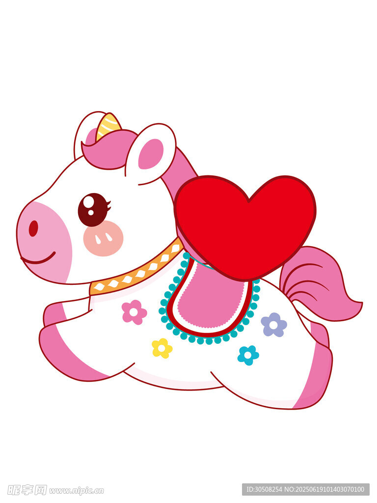 可爱飞天小马宝宝带红心