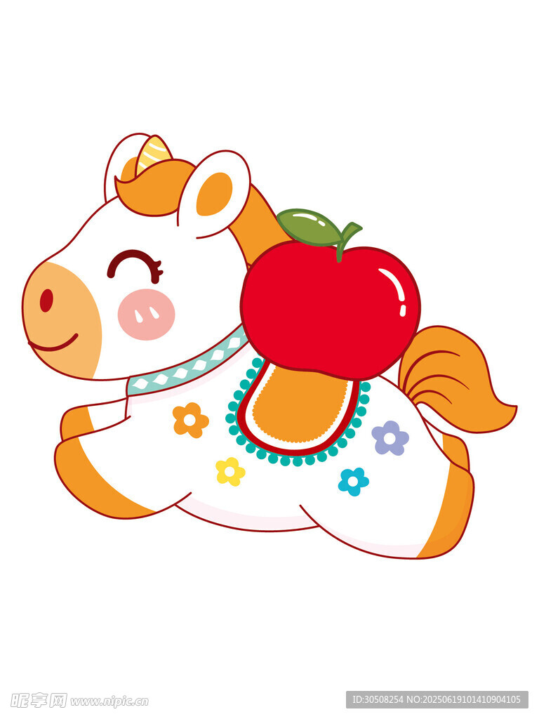 可爱小马驮着红苹果