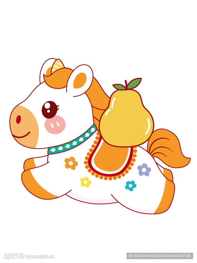 可爱小马驮梨卡通形象