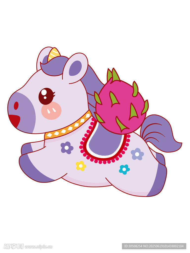 可爱卡通驮物小马