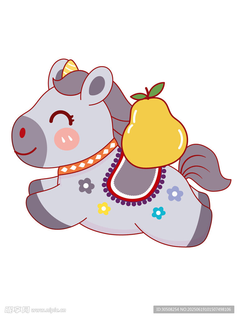 可爱小马驮梨卡通形象