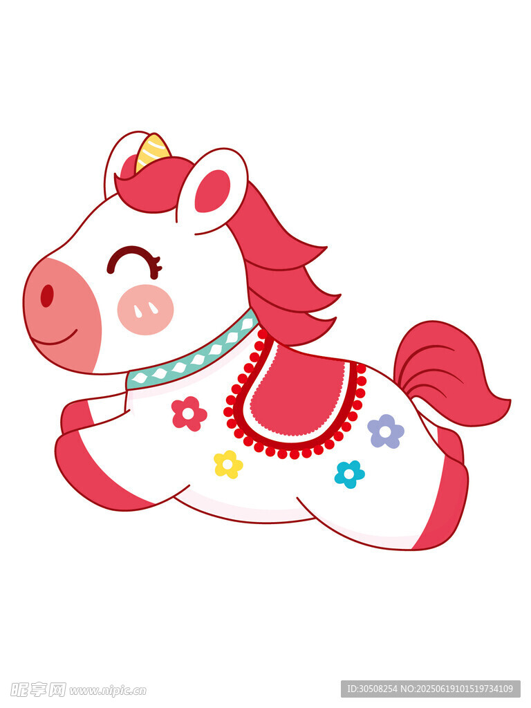 可爱奔跑小马卡通形象