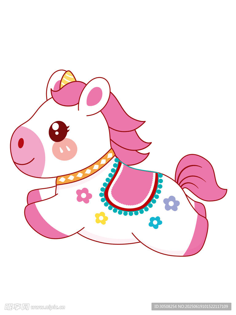 可爱粉色小马卡通形象