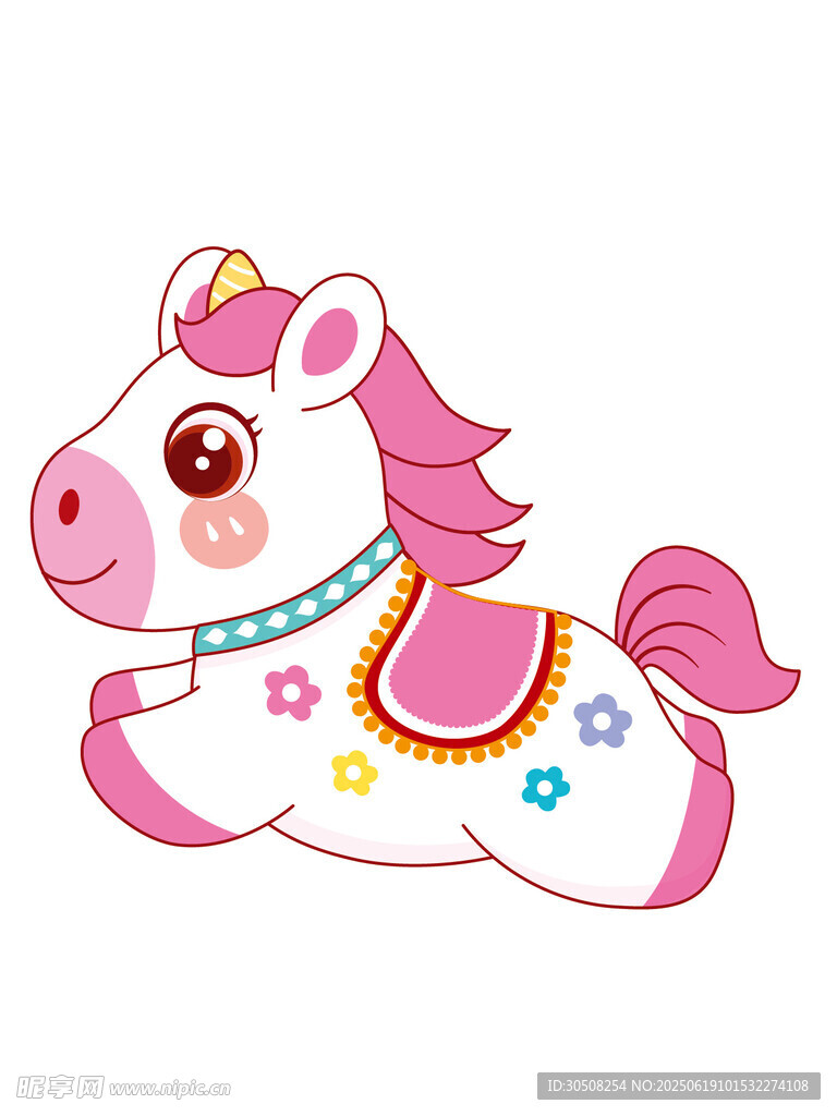 可爱粉色独角兽卡通形象