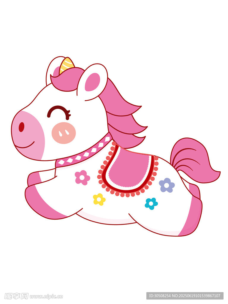 可爱粉色小马卡通形象