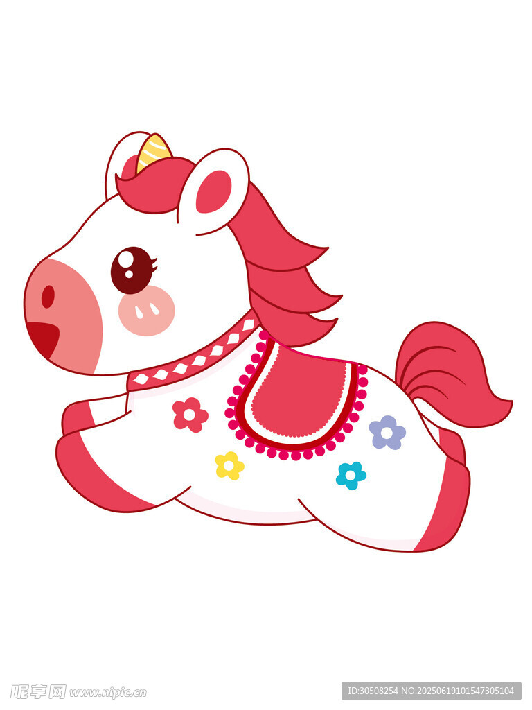 可爱奔跑小马卡通形象