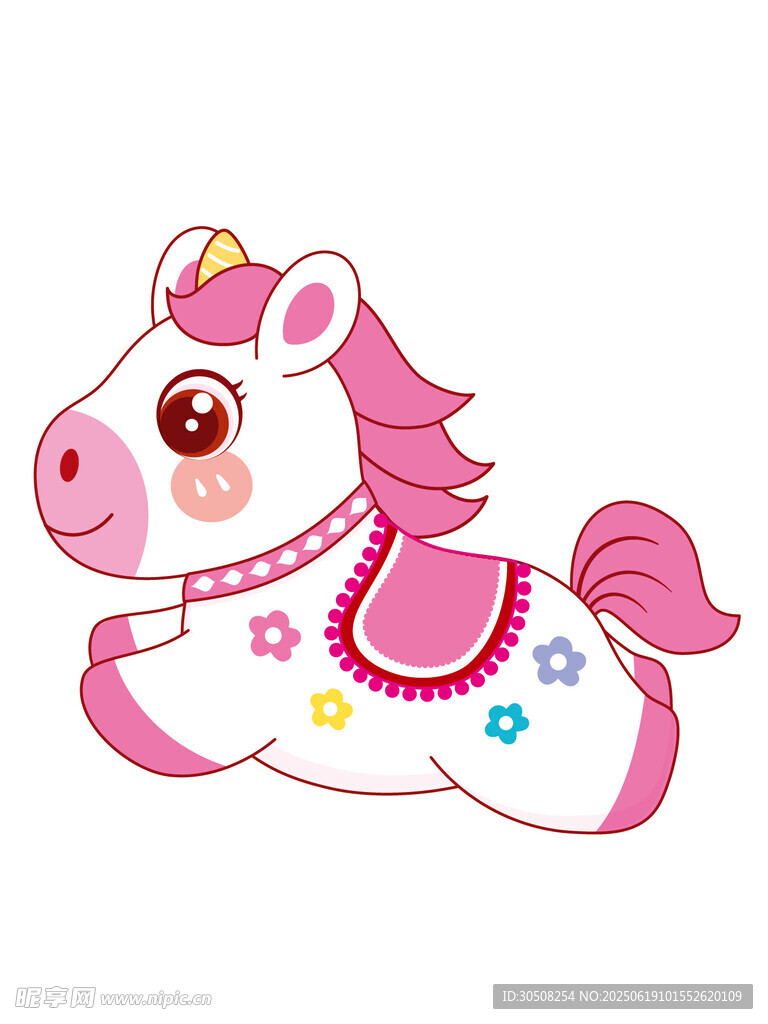 可爱粉色独角兽卡通形象
