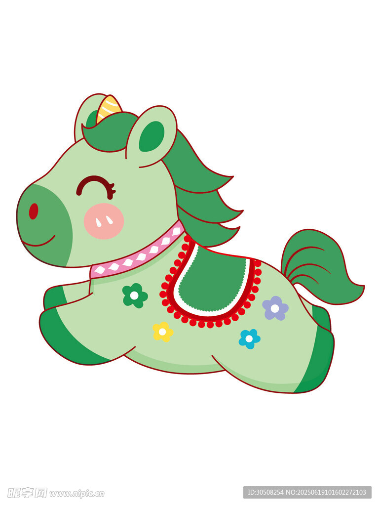 可爱绿马卡通形象