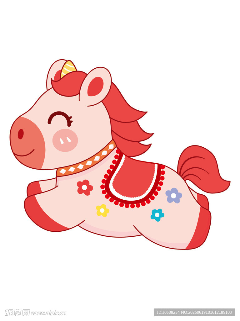 可爱奔跑小马卡通形象