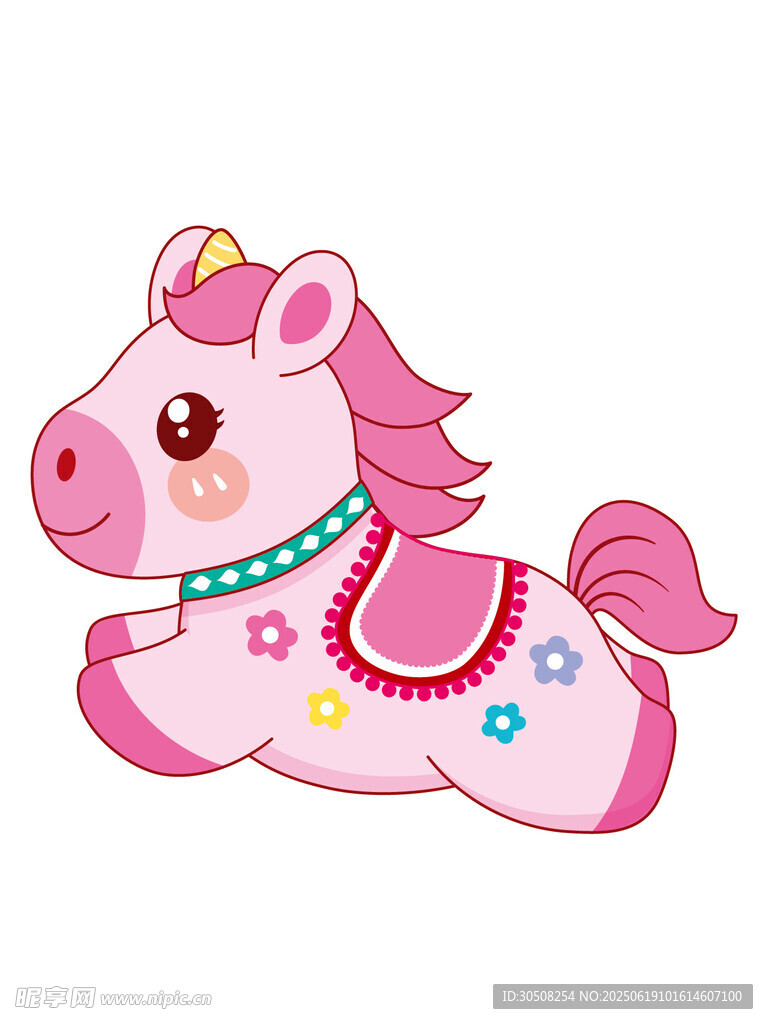 可爱粉色小马卡通形象