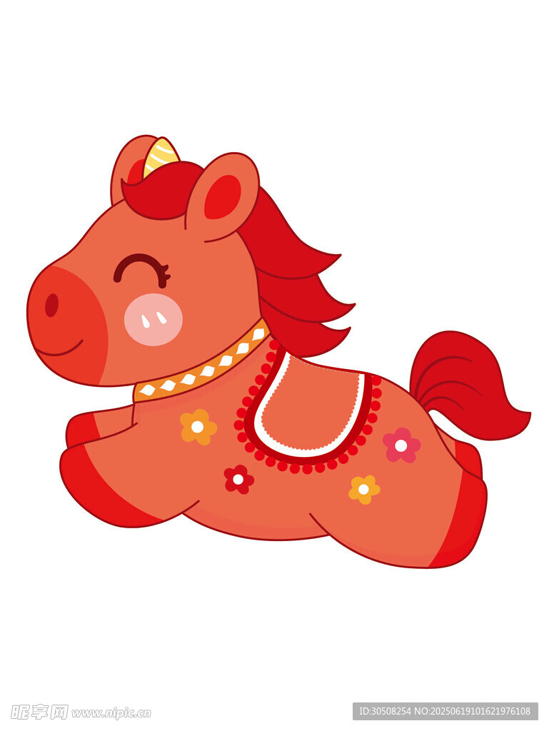 红色可爱小马玩偶