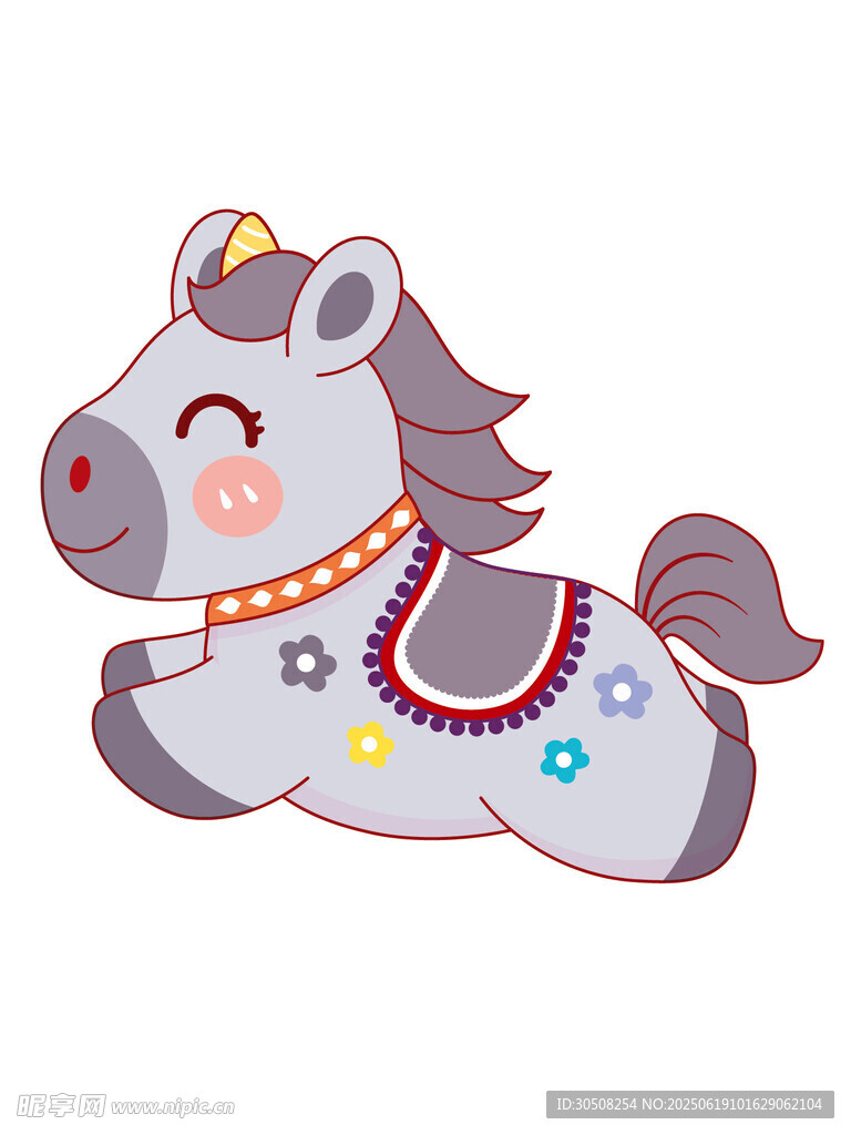 可爱奔跑小马卡通形象