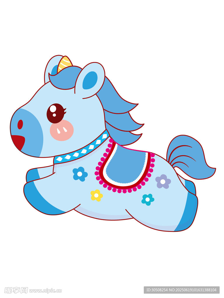 可爱蓝色小马卡通形象