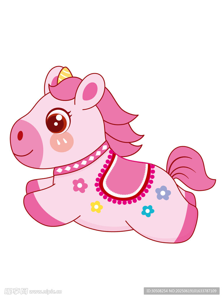 可爱粉色小马卡通形象