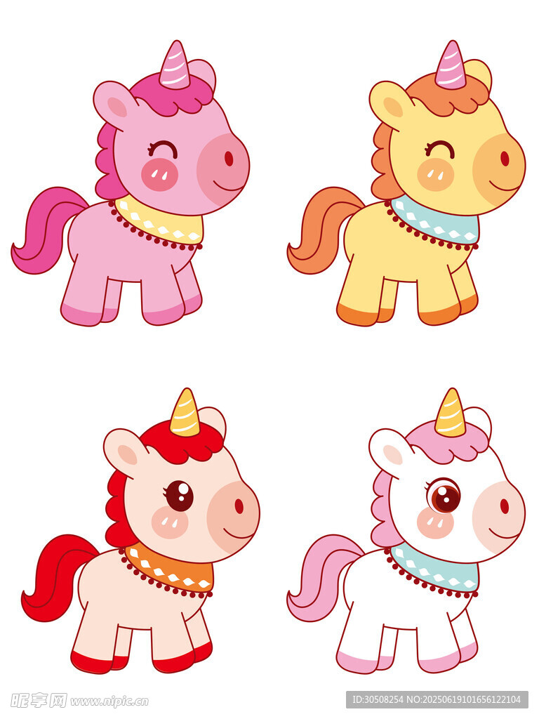可爱独角兽卡通形象集合