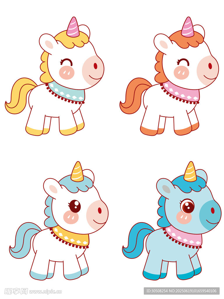 可爱独角兽卡通形象集合