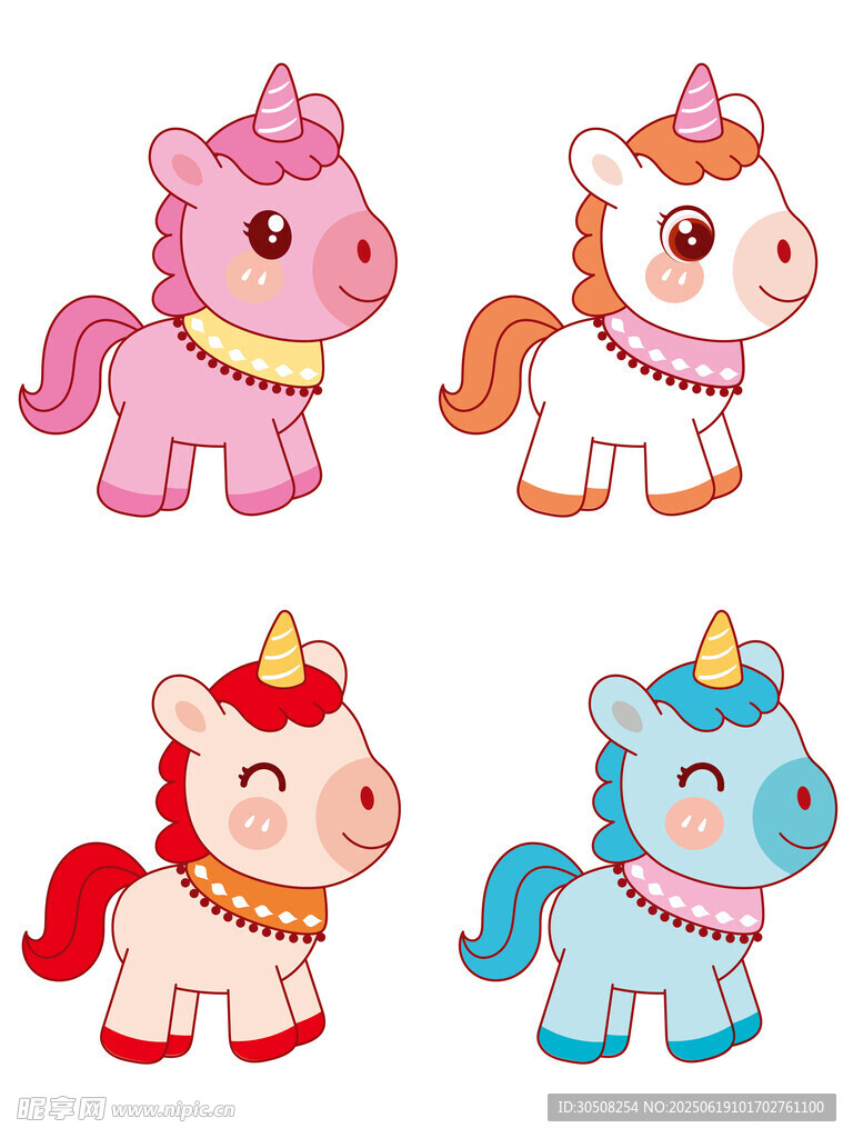 可爱独角兽卡通形象集合
