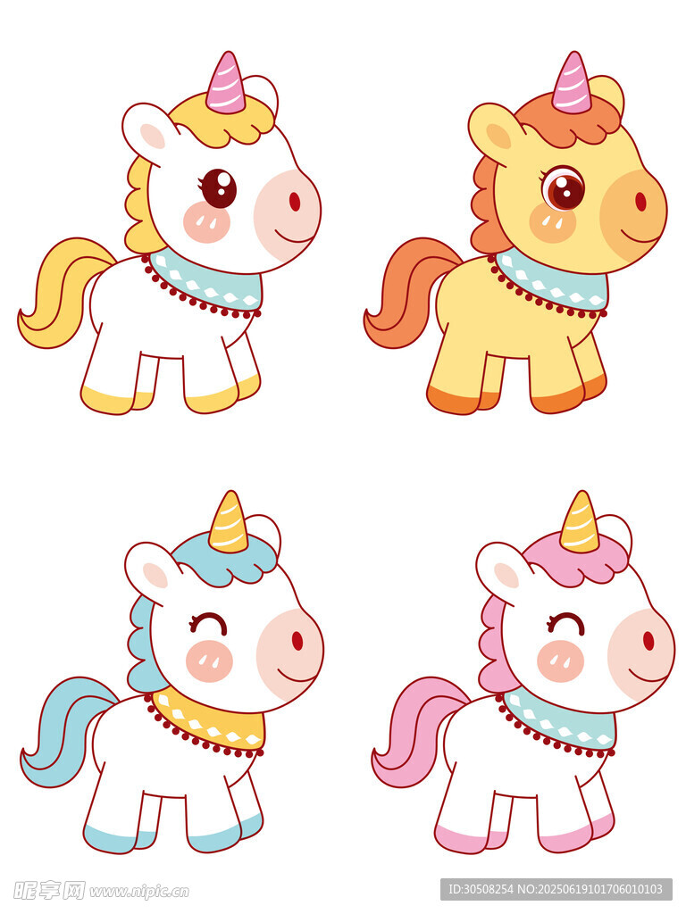 可爱独角兽卡通形象集合