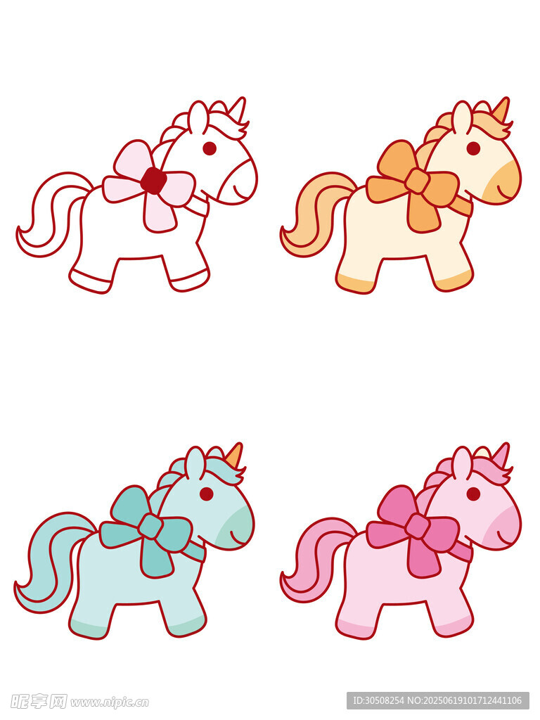 可爱多彩小马插画