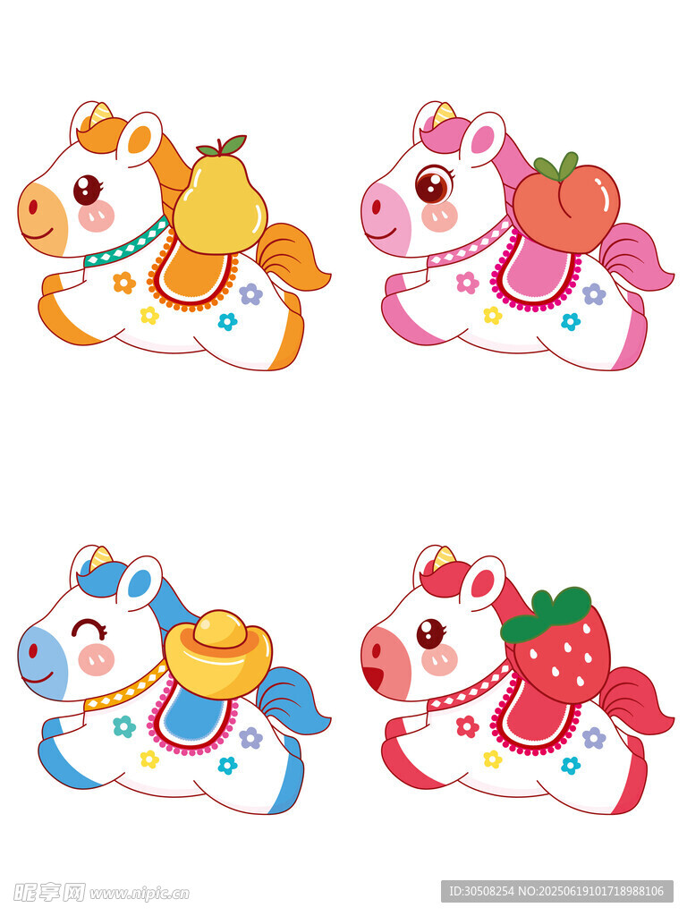 可爱卡通小马水果形象