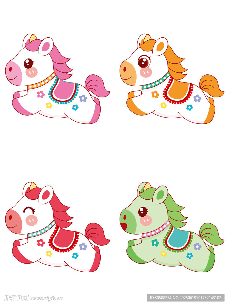 彩色卡通小马图案