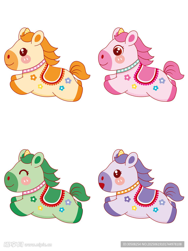 多彩可爱小木马玩具