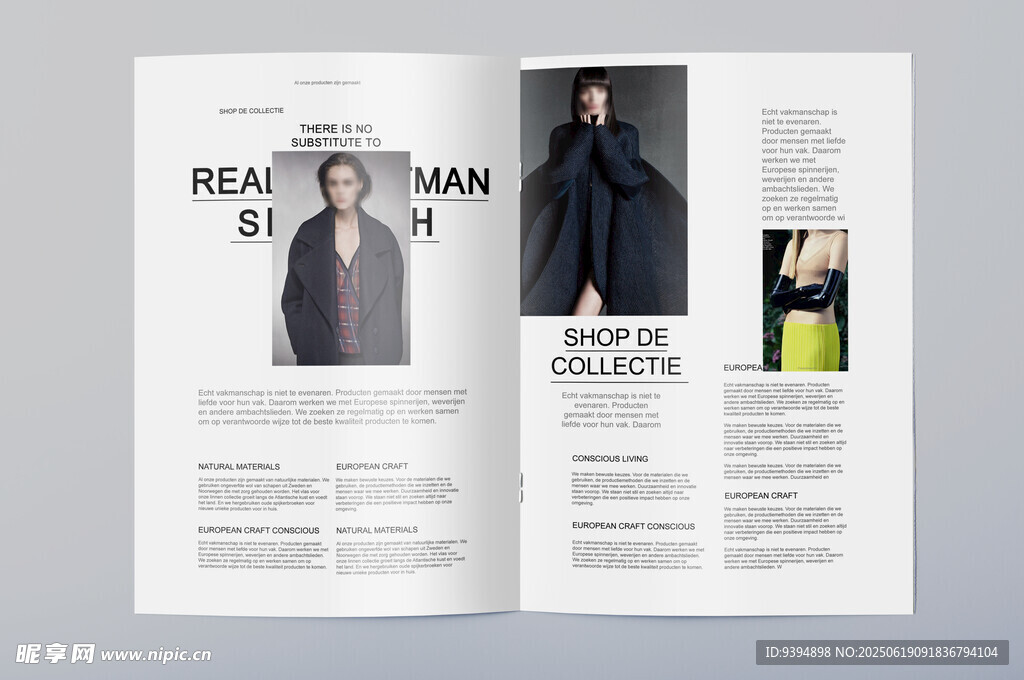 时尚杂志画册内页展示样机素材贴