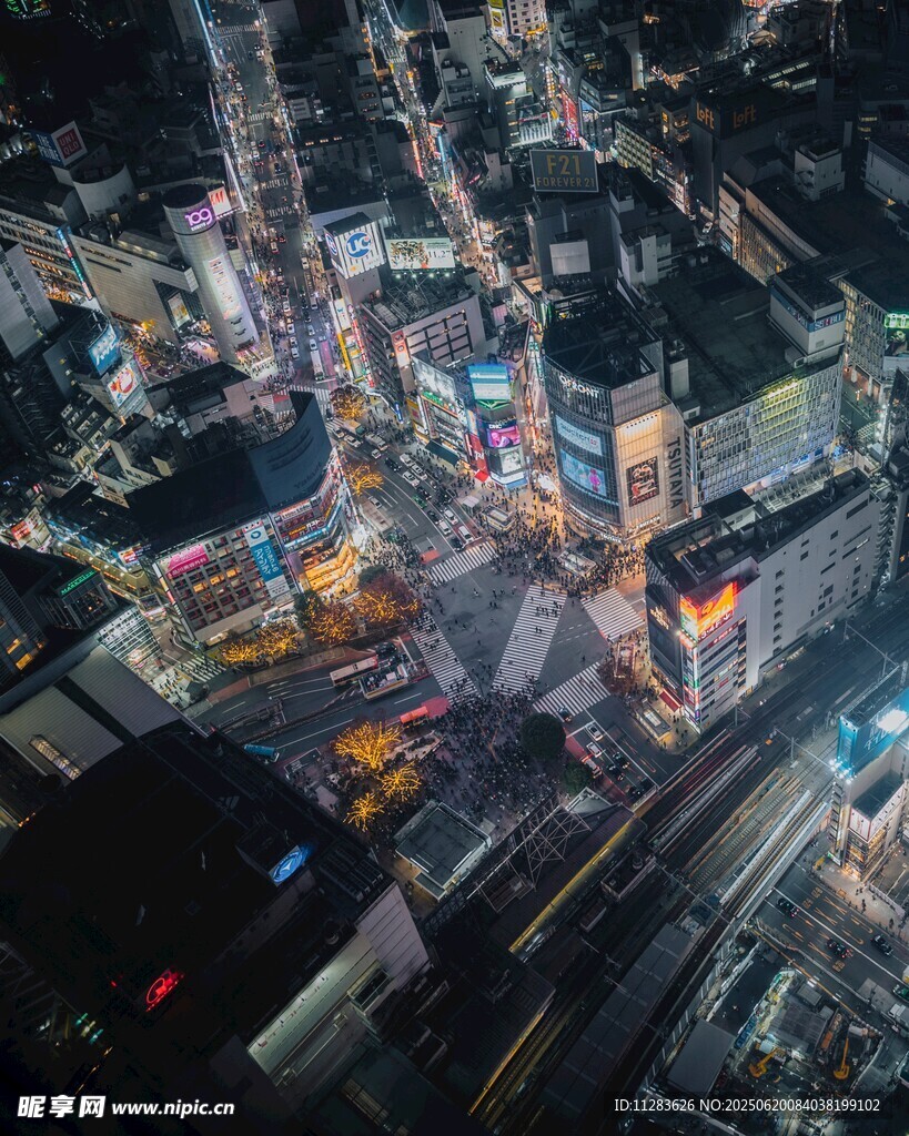 城市璀璨夜景俯瞰图