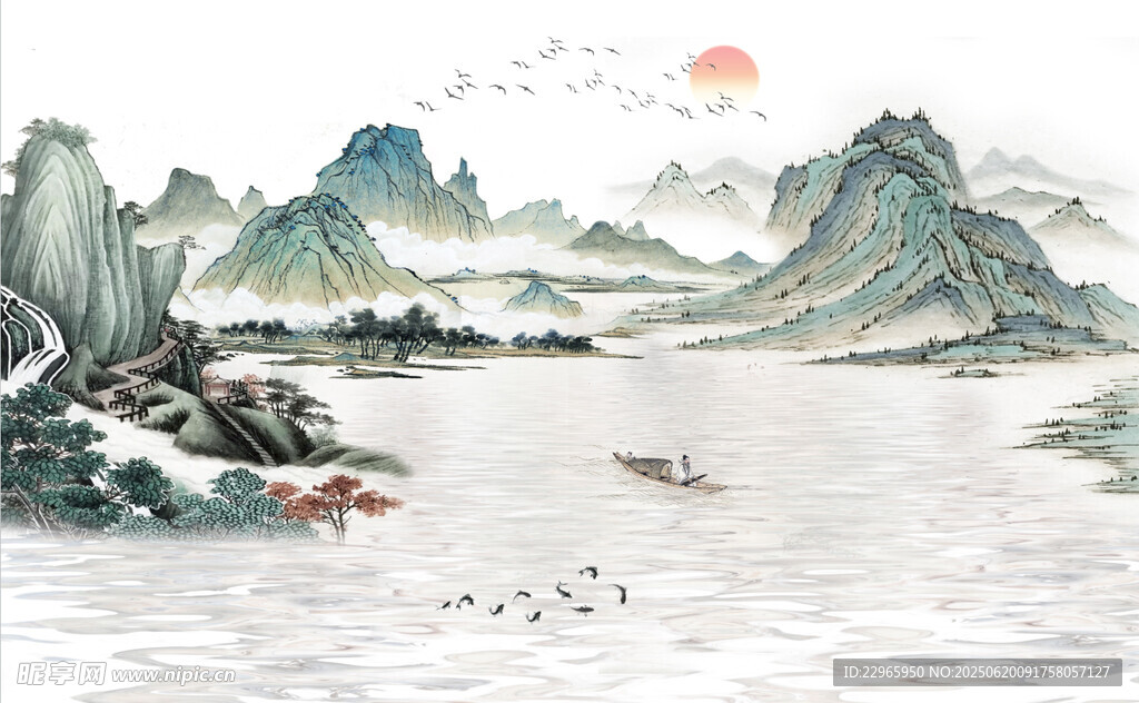 水墨山水间的诗意画卷