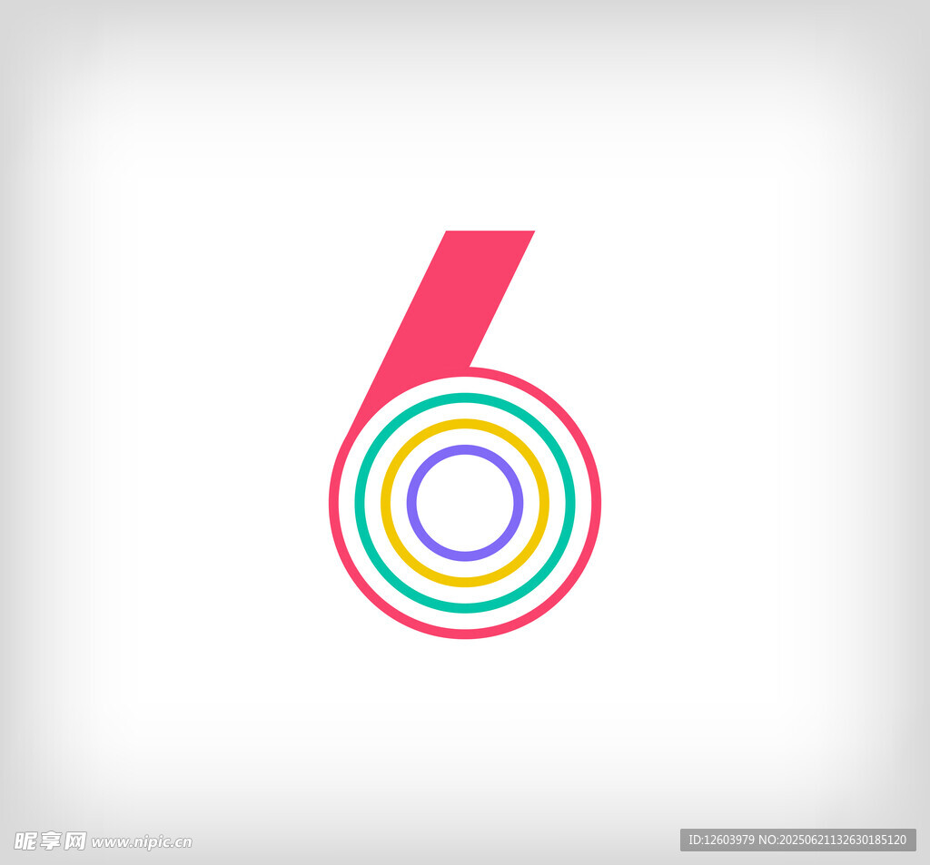 多彩数字6图标设计